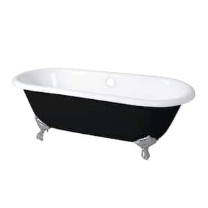 Classic 5.5 ft. Cast Iron Brushed Nickel Claw Foot Double Ended Tub in Black