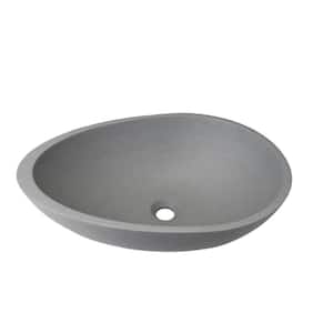 21 in. W x 6.5 in. D Oval Smooth Bathroom Cement Sink in Cement Color (without Drain Valve) Console Sink Basin
