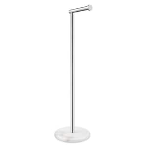 Bathroom Freestanding Toilet Paper Holder 26 in. H Tissue Roll Holder Floor Stand with Marble Base in Polished Finish