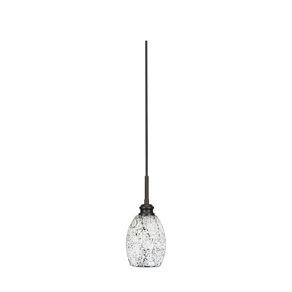 Unbranded Albany 60-Watt 1-Light Espresso Pendant Mini Pendant Light Black Fusion Glass and Light Bulb Not Included