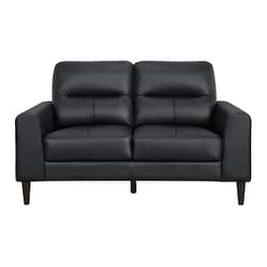 Milford 56 in. W Black Leather Match Loveseat