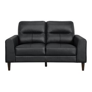 Milford 56 in. W Black Leather Match Loveseat