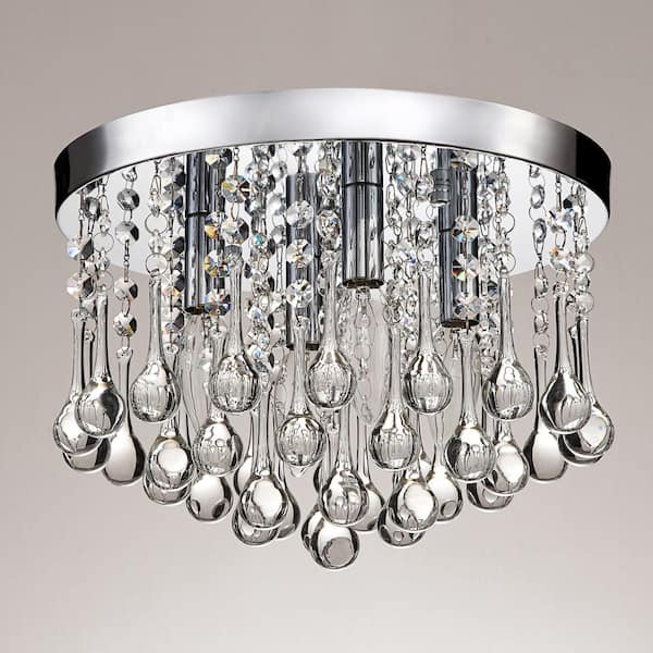 Jojospring Blanca 11.8 in. 4Light Crystal Drops Chrome Flush