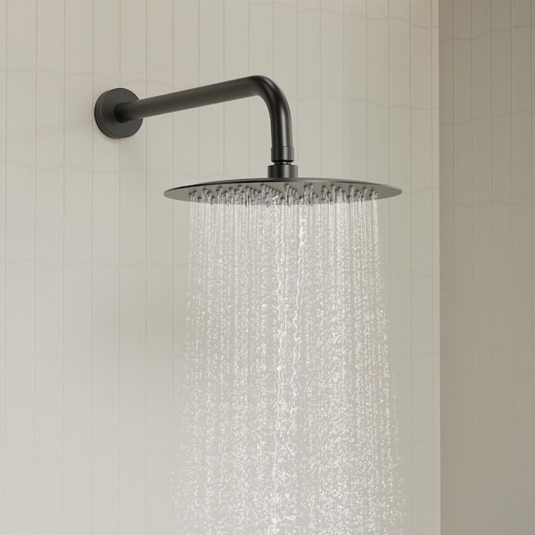 2-Spray Wall Mount Dual Shower Head and Handheld Shower with Easy to Install in Matte Black (Valve Included)