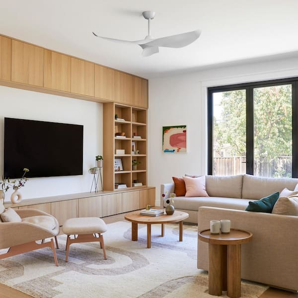 38 in. White Downrod Mount Standard Indoor/Outdoor Ceiling Fan without Light, Remote and Reversible DC Motor Included