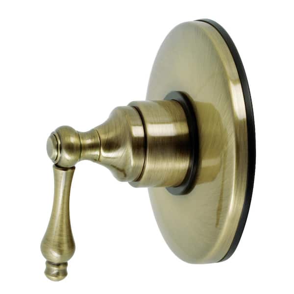Vintage Single-Handle Volume Control Valve in Antique Brass