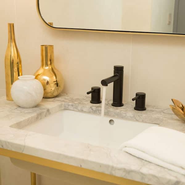 Align 8 in. Widespread 2-Handle Bathroom Faucet Trim Kit in Matte Black, Valve Included