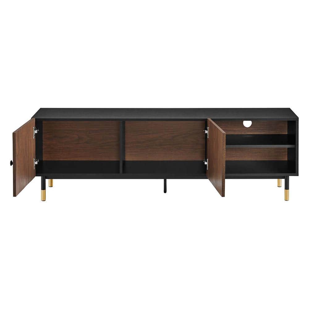 Nexus Black and Walnut 60" TV Stand with Cabinet