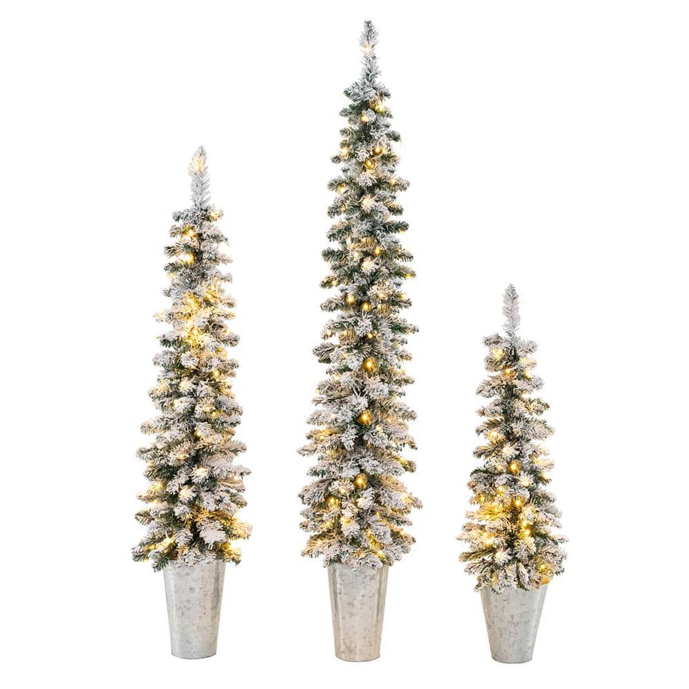 3, 4, 5 ft. Green Snow PreLit Flocked Artificial Christmas Trees (Set of 3) price history on PriceWatchPro