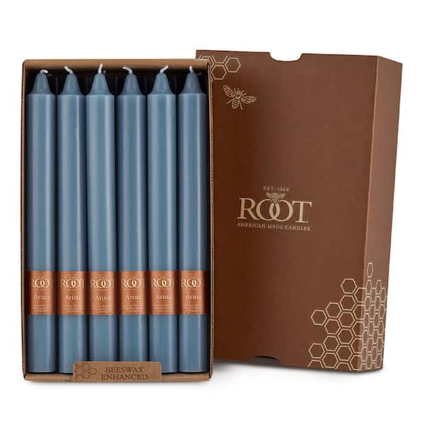 ROOT CANDLES Smooth Arista 9 in. Williamsburg Blue Unscented Taper Candle (Box of 12)