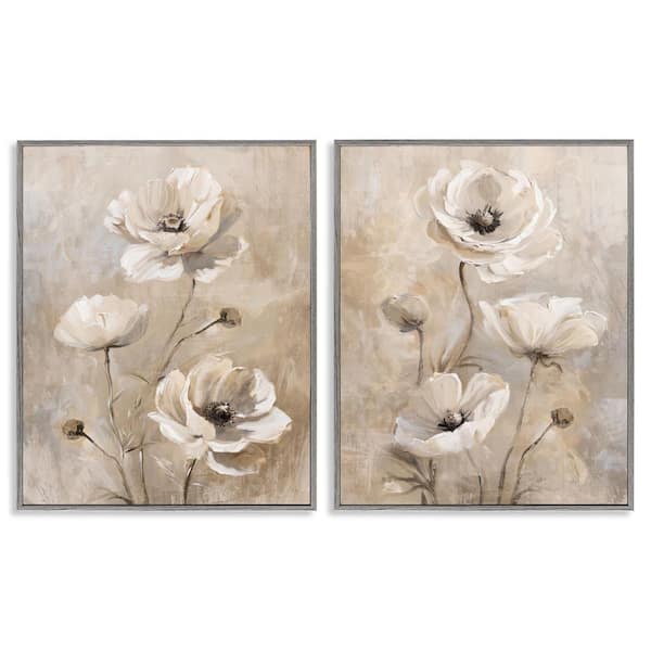 Stupell Industries Neutral Toned Flora by Nina Blue 2 Pieces Gray Framed Nature Giclee Art Print 30 in. x 24 in.