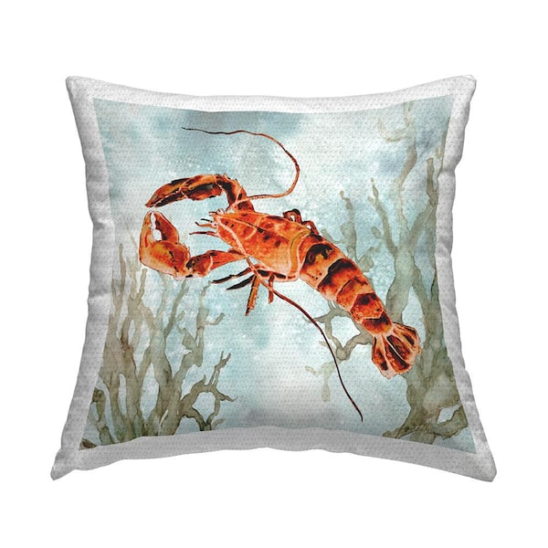 Stupell Industries Lobster Swimming Underwater Red Square Outdoor Throw Pillow