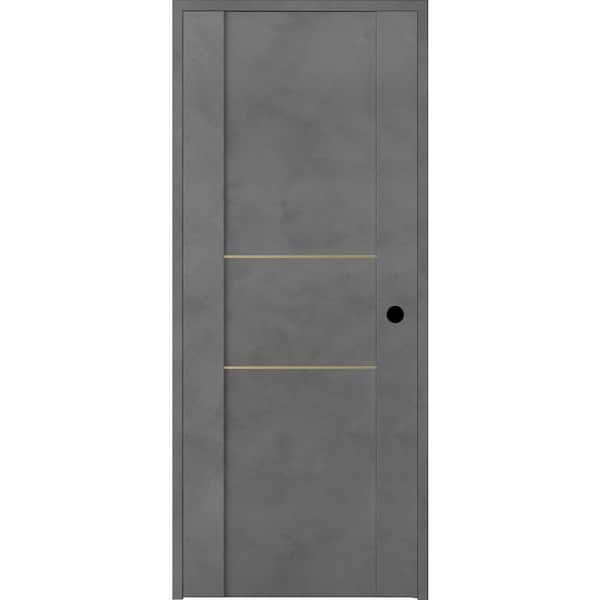Belldinni Vona 01 2H Gold 30 in. x 80 in. Left-Handed Solid Core Dark Urban Textured Wood Single Prehung Interior Door