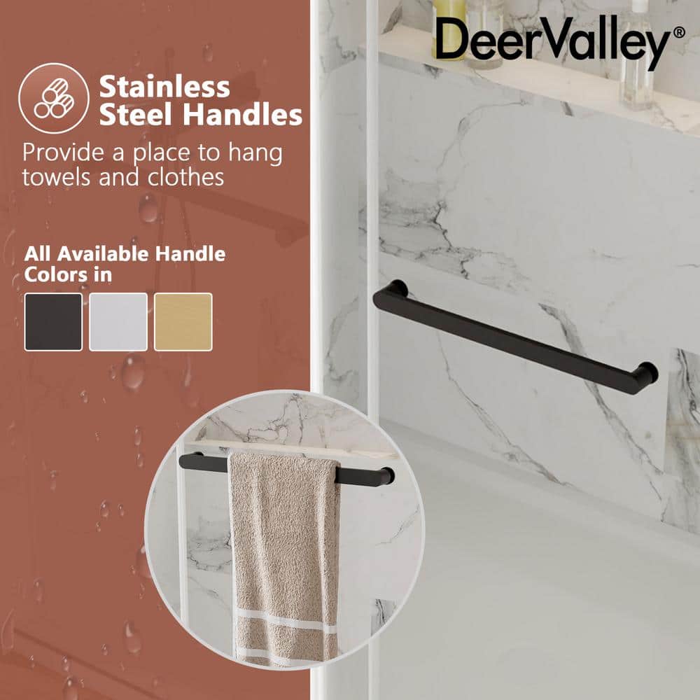 Black Frameless Double Sliding Shower Door with Tempered Glass