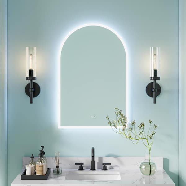 WELLFOR 24 in. W x 36 in. H Frameless Acrylic Bathroom Vanity Mirror, Adjustable Brightness and Color, Anti-Fog, Front Backlit