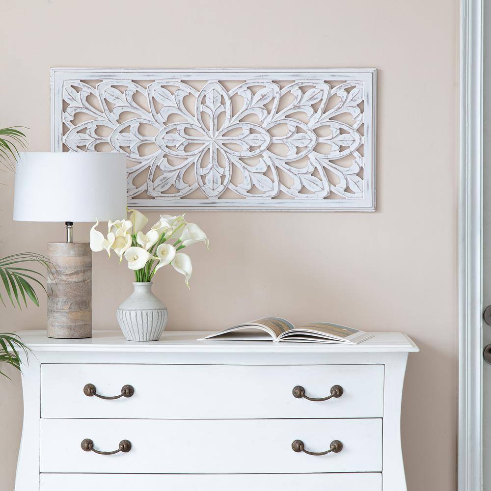 Augustus White Hand-Carved Wood Medallion Wall Art