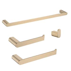 4-Piece Stainless Steel Wall Mount Bathroom Towel Holders in Brushed Gold
