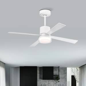 48 in. LED Modern Indoor Matte White Ceiling Fan with Lights and Remote