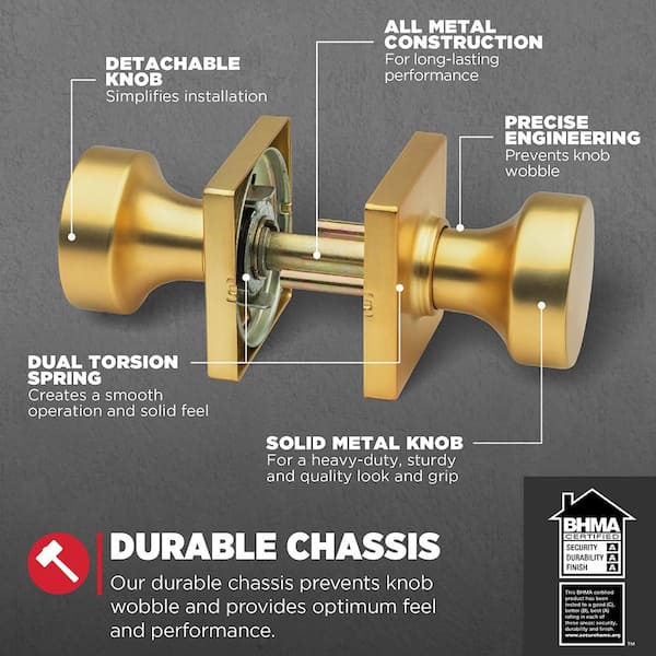 Kwikset Pismo Satin Brass Hall/Closet Square Door Knob 720PSK SQT