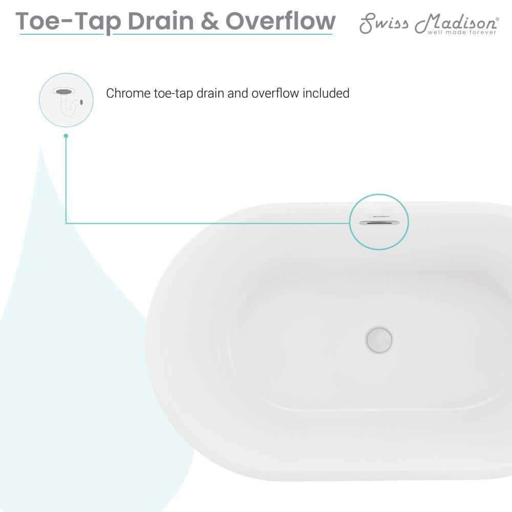 Claire 48" Glossy White Acrylic Freestanding Bathtub