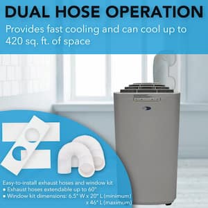 Eco-Friendly 13,000 BTU Dual Hose Portable Air Conditioner with Dehumidifier