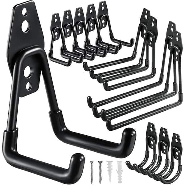 Heavy Duty Steel Utility Garage Hooks with Anti-Slip Coating Wall Mount 12-Pack for Tools Ladders Bikes and More Storage