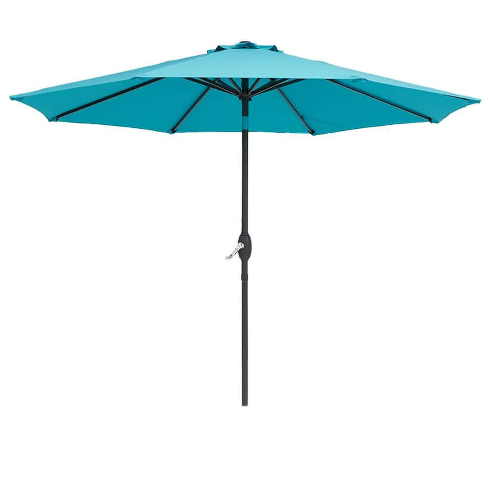 9 Ft. Steel Crank Lift Market Patio Umbrella With Push Button Tilt In ...