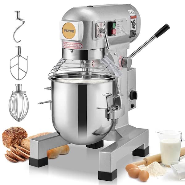 VEVOR Commercial Food Mixer 10 qt. with 3 Adjustable Speeds 550 Watts Dough Mixer Stand Mixer with Stainless Steel Bowl
