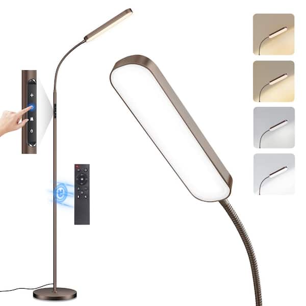 BICIK 68.5 in. Classic Bronze Industrial Standard Dimmable and 4 Color Temperature LED Floor Lamp with Remote & Touch Control