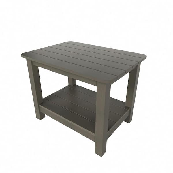WESTIN OUTDOOR Vineyard Charcoal Gray Rectangular Plastic Outdoor Double Layer Adirondack Patio Side Table