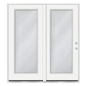 Element 72 in. x 80 in. Center-Hinged Retro Full Lite Clear Low-E Glass LHIS White Primed Steel Prehung Double Door