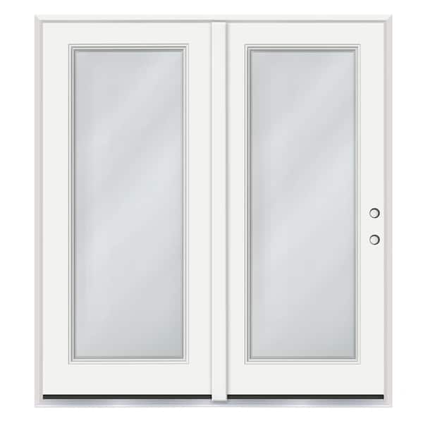 Steves & Sons Element 72 in. x 80 in. Center-Hinged Retro Full Lite Clear Low-E Glass LHIS White Primed Steel Prehung Double Door