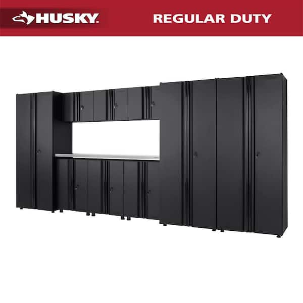 10-Piece Regular Duty Welded Steel Garage Storage System in Black (163.5 in. W x 75 in. H x 19.6 in. D)
