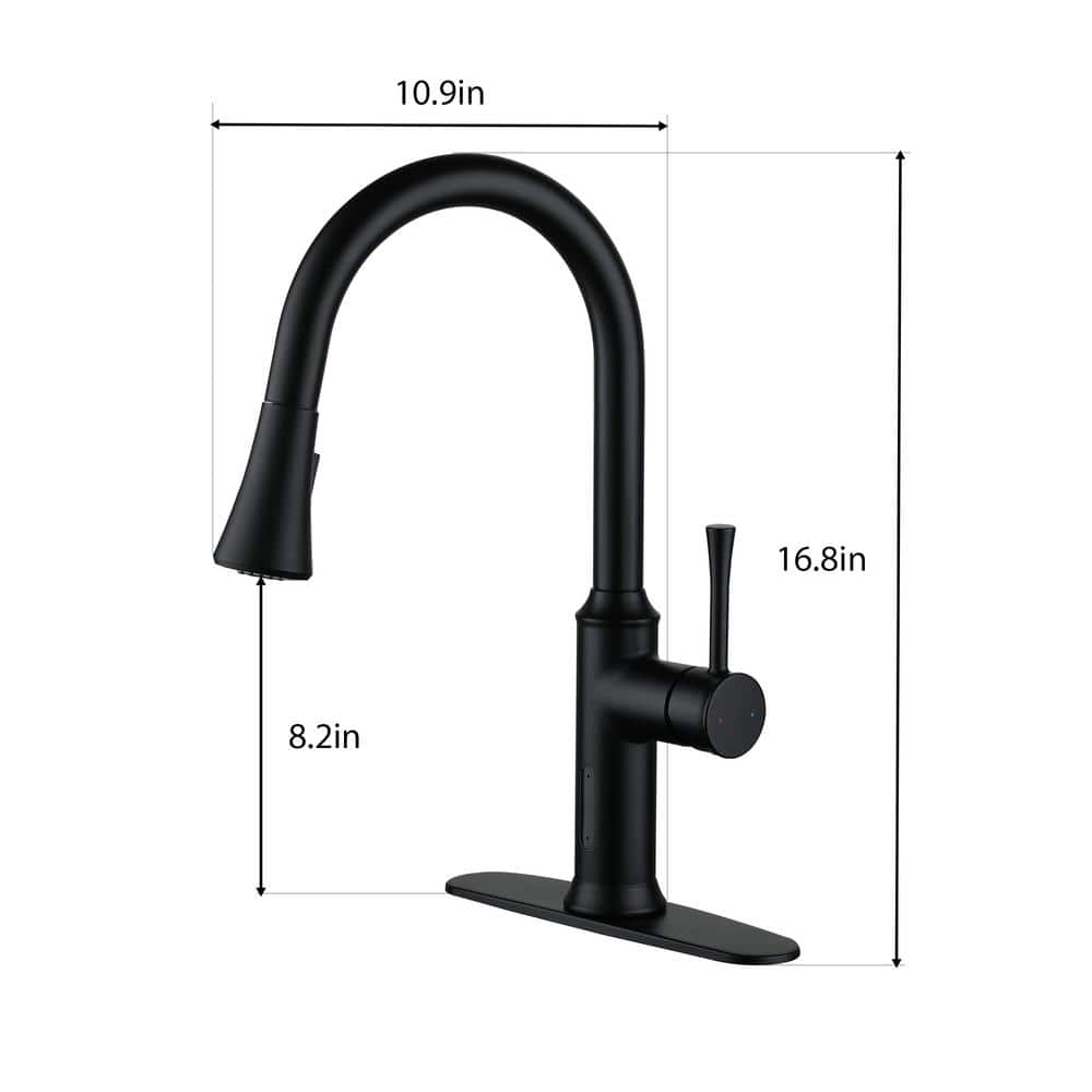 Matte Black Stainless Steel Touchless Pull-Down Sprayer Kitchen Faucet