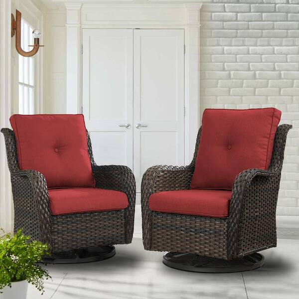 Opohoro Earlo Brown Wicker PE Rattan Outdoor Swivel Rocker