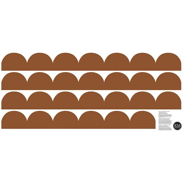 17.25 in. W x 39 in. L Brown Peel and Stick Scallop Border Decal 4-Piece