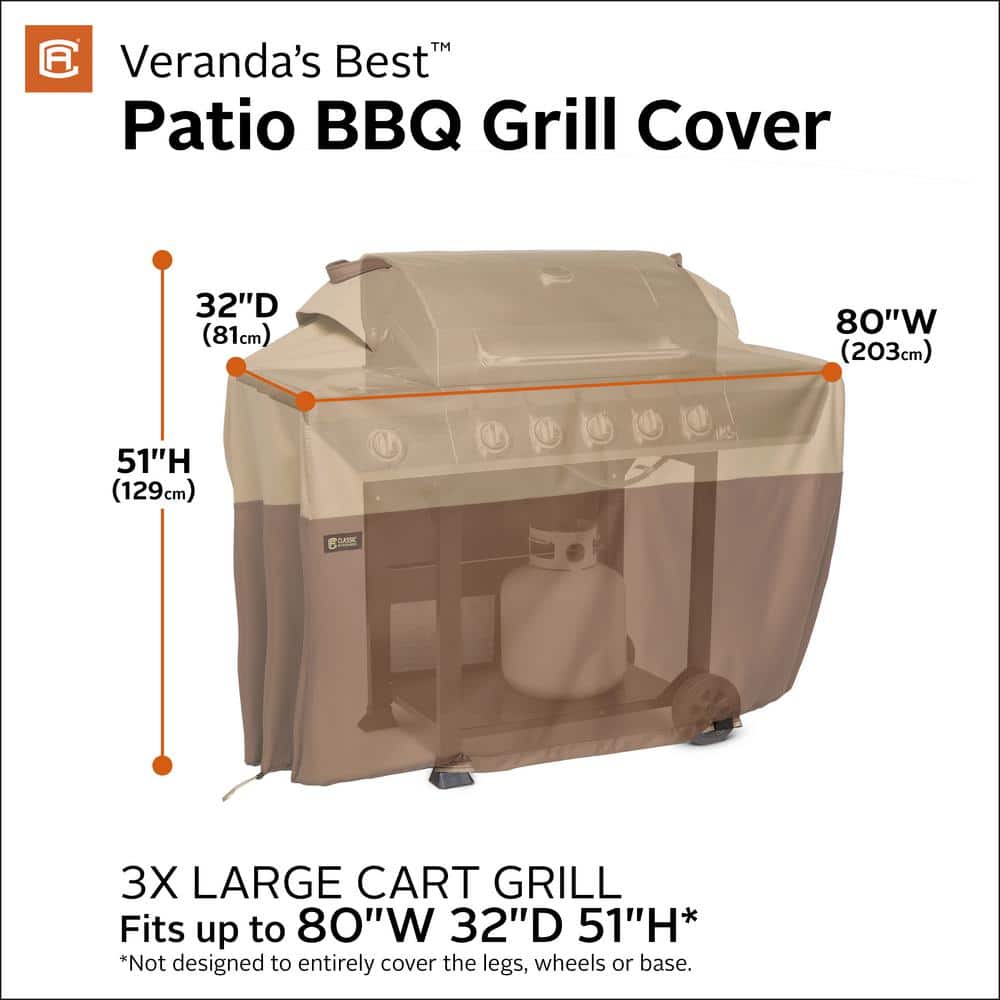 Classic Beige and Brown Waterproof Gas Grill Cover with Buckle Closure
