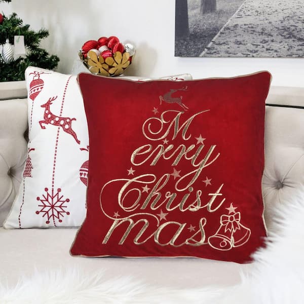 maocao hoom 20 x 20 Red Velvet Christmas Throw Pillow with