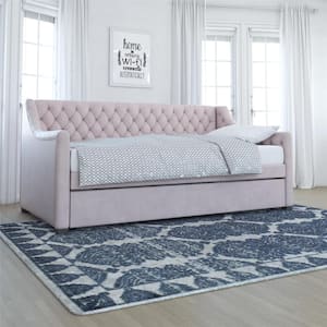Monarch Hill Ambrosia Pink Velvet Upholstered Twin Daybed and Trundle