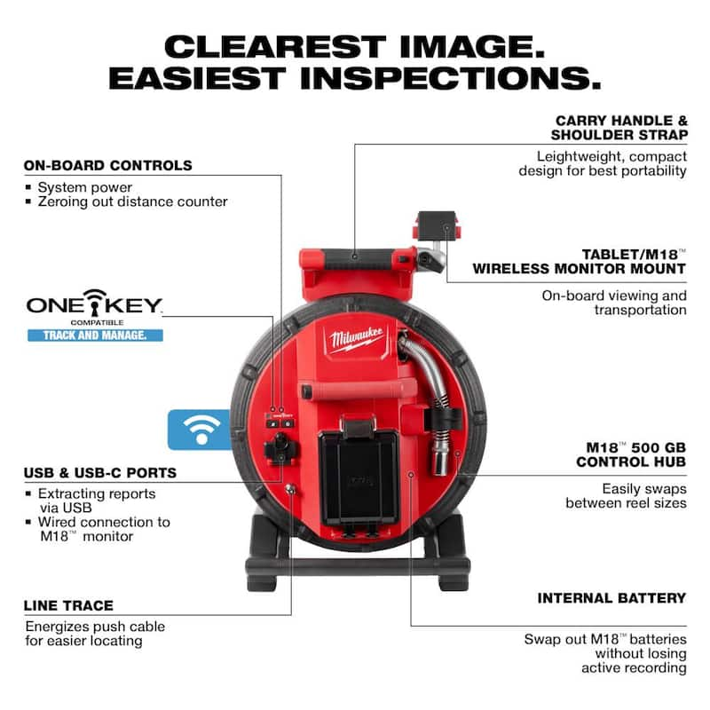 M18 18-Volt Lithium-Ion Cordless 100 ft. Inspection Camera Kit and M18 Cordless High Speed Drain Cleaner w/75 ft. Cable