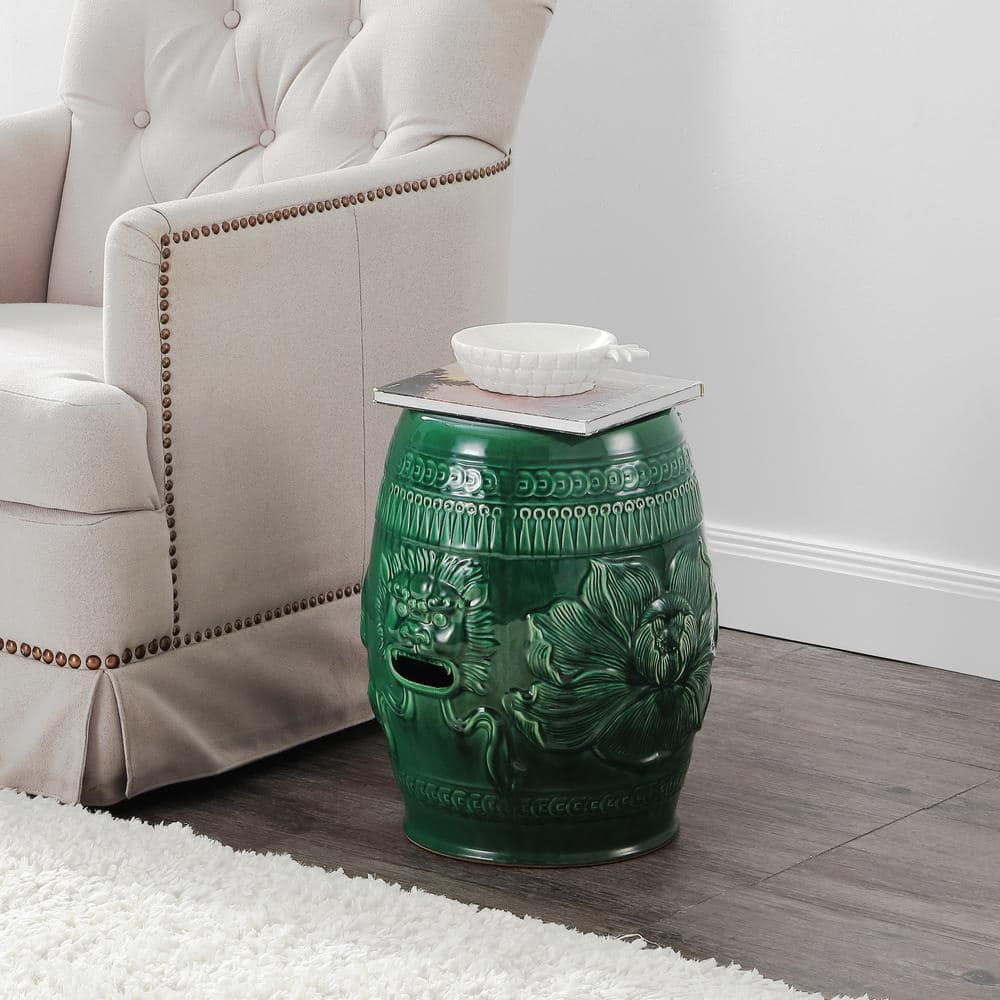 Emerald Green Ceramic Chinese Dragon Garden Stool