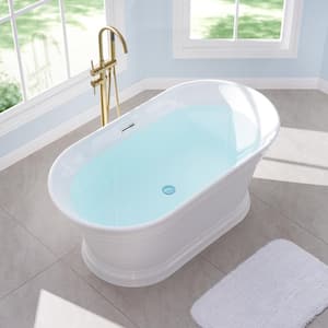 66.73 in. x 30.5 in. Pure Acrylic Soaking Bathtub with Center Drain in Glossy White, Pop-up Drain