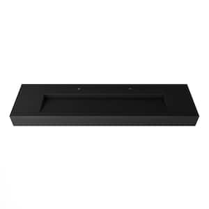 Pyramid 72 in. Wall Mount Solid Surface Single-Basin Rectangle Bathroom Sink in Matte Black