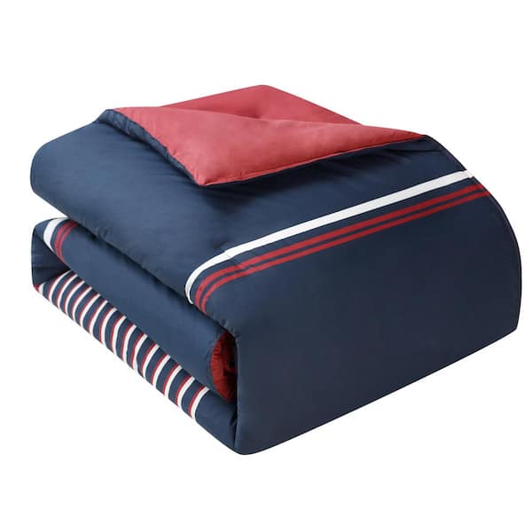 NAUTICA Super Soft 100% Cotton Double Comforter With 1 King Bedsheet And 2 Pillow  Covers For All Weather - Double set (fairwater) stripe-red/blue – Bianca  Home