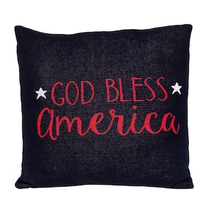 God Bless America 20 in. x 20 in. Transitional Navy Blue Throw Pillow