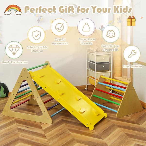 Estructura De Escalada Infantil 6 En 1 COSTWAY – Con Tobogán, Balancín Y Asiento Ajustable – Para Niños De 3+ Años