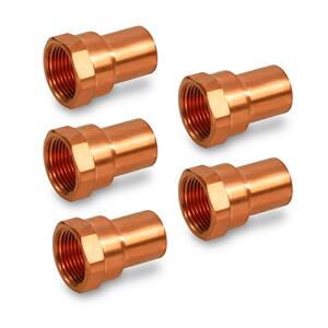 1/2 in. FTG x 3/8 in. FIP Copper Reducing Female Adapter Fitting (5-Pack)