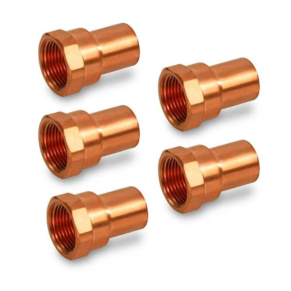 Wrot Copper Pressure 1/2" Copper X 3/8" Fitting Male Reducing Adapter 5 Pack