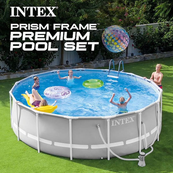 Intex Prism Frame 15 ft. Round 48 in. Deep Above Ground Pool Set