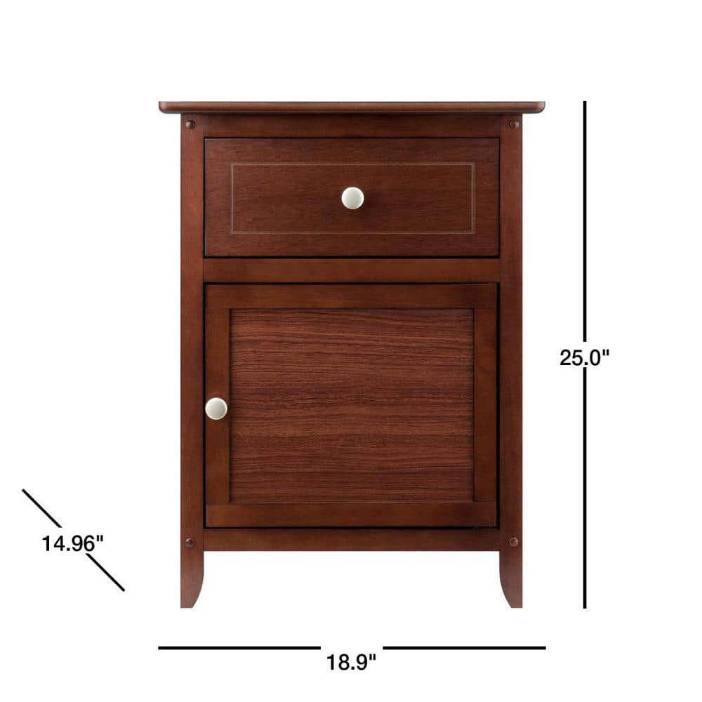 Transitional Walnut Nightstand with Drawer and Cabinet Storage